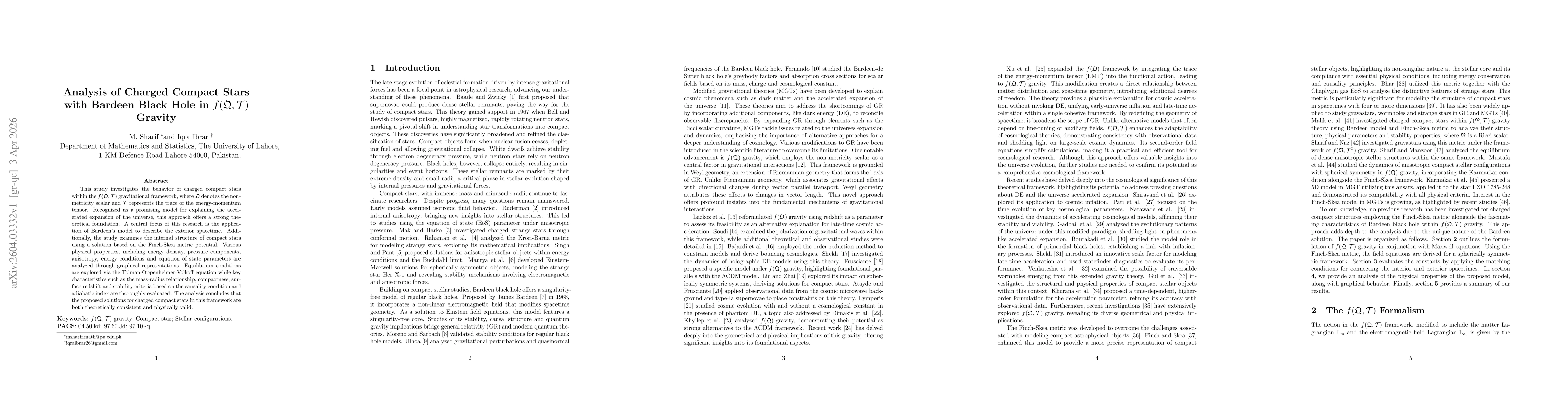 Thumbnail for Analysis of Charged Compact Stars with Bardeen Black Hole in $f(\mathfrak{Q}, \mathcal{T})$ Gravity