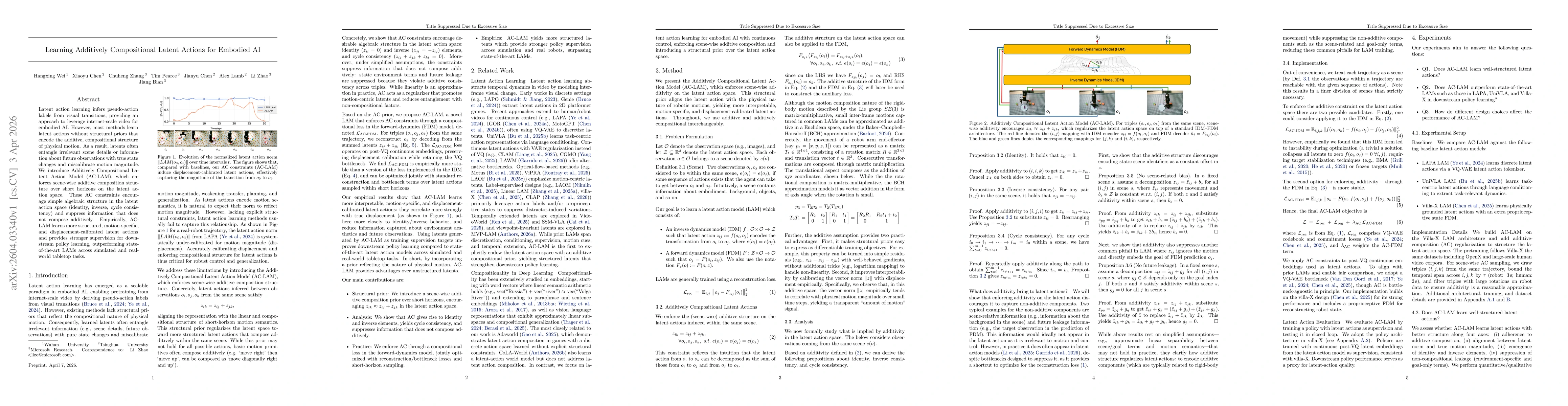 Thumbnail for Learning Additively Compositional Latent Actions for Embodied AI