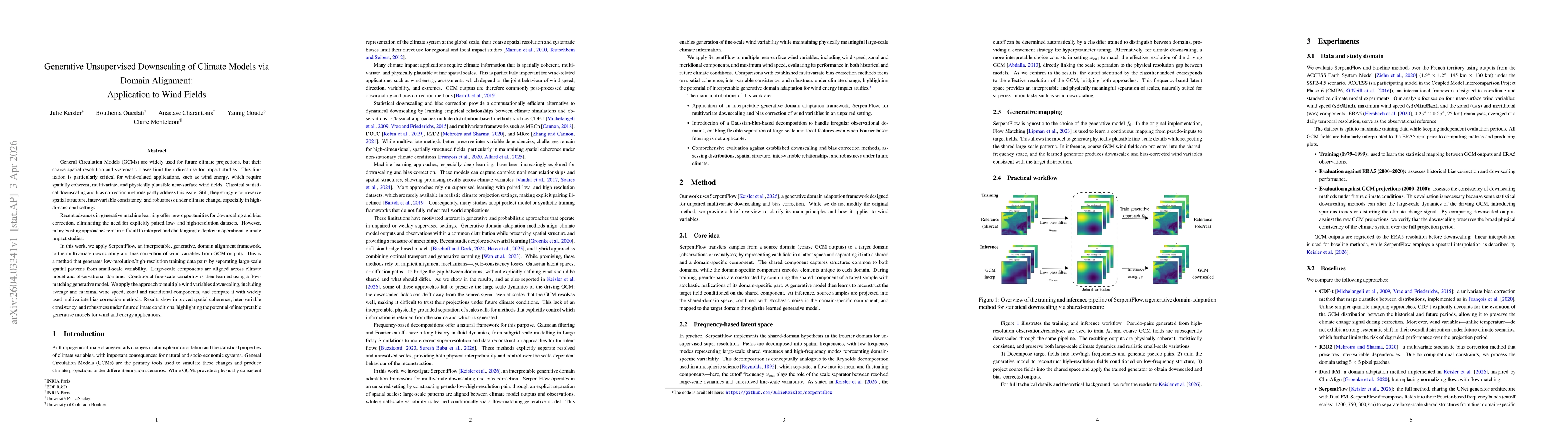 Thumbnail for Generative Unsupervised Downscaling of Climate Models via Domain Alignment: Application to Wind Fields