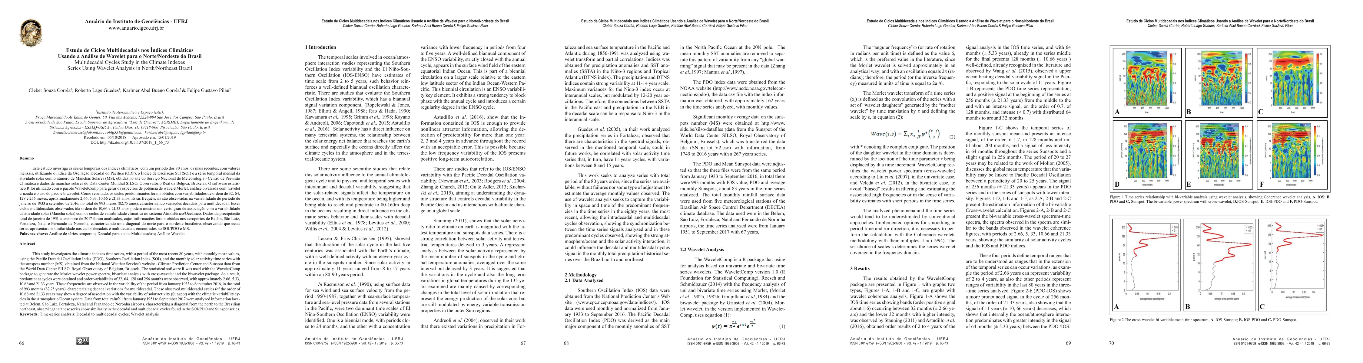 Thumbnail for Multidecadal Cycles Study in the Climate Indexes Series Using Wavelet Analysis in North/Northeast Brazil