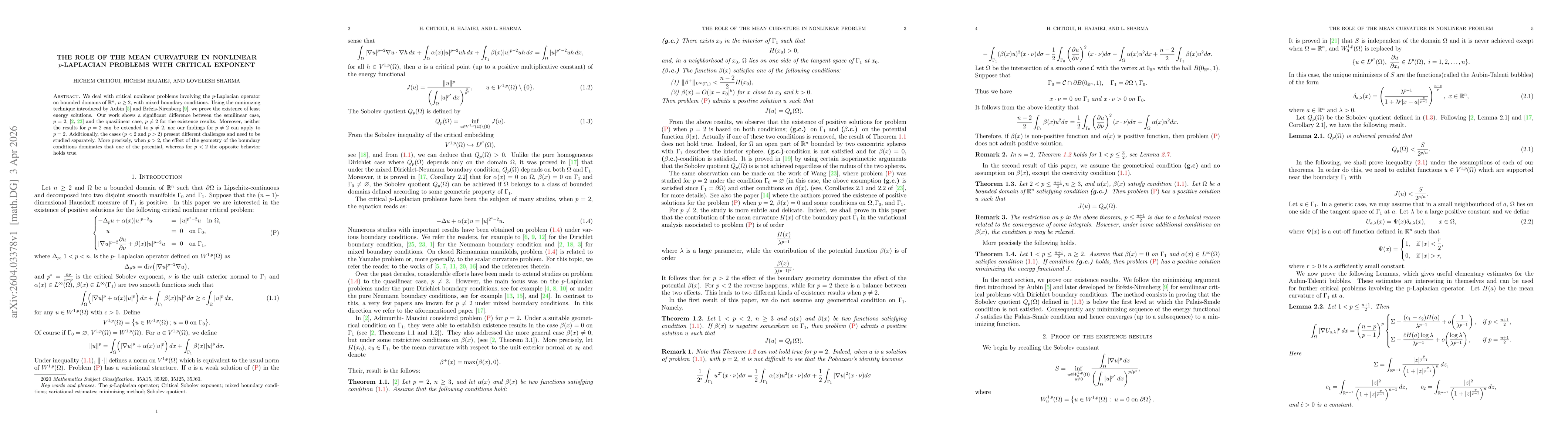 Thumbnail for The role of the mean curvature in nonlinear p-Laplacian problems with critical exponent