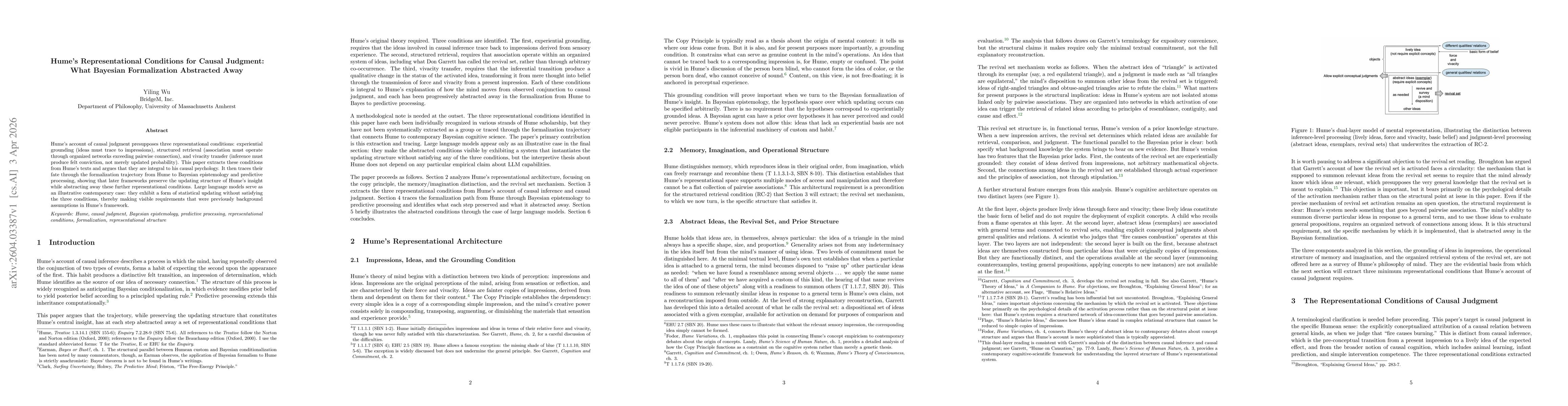 Thumbnail for Hume's Representational Conditions for Causal Judgment: What Bayesian Formalization Abstracted Away