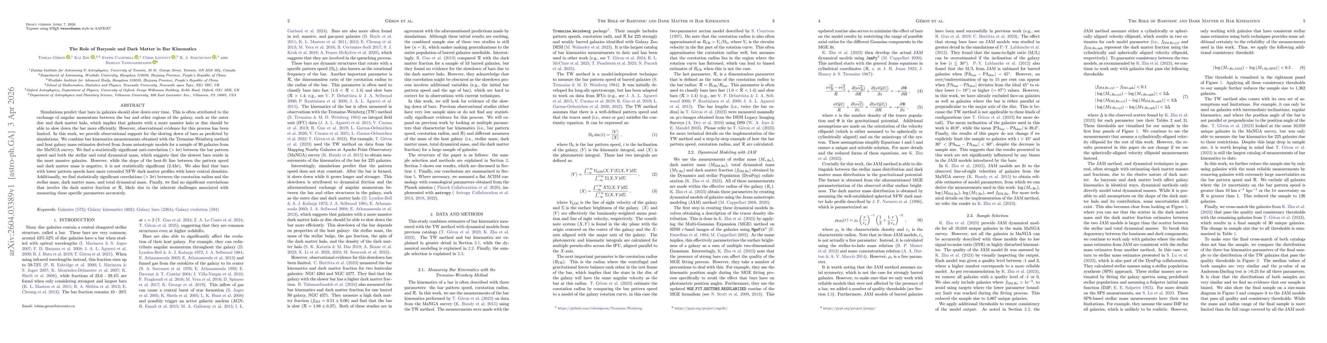 Thumbnail for The Role of Baryonic and Dark Matter in Bar Kinematics