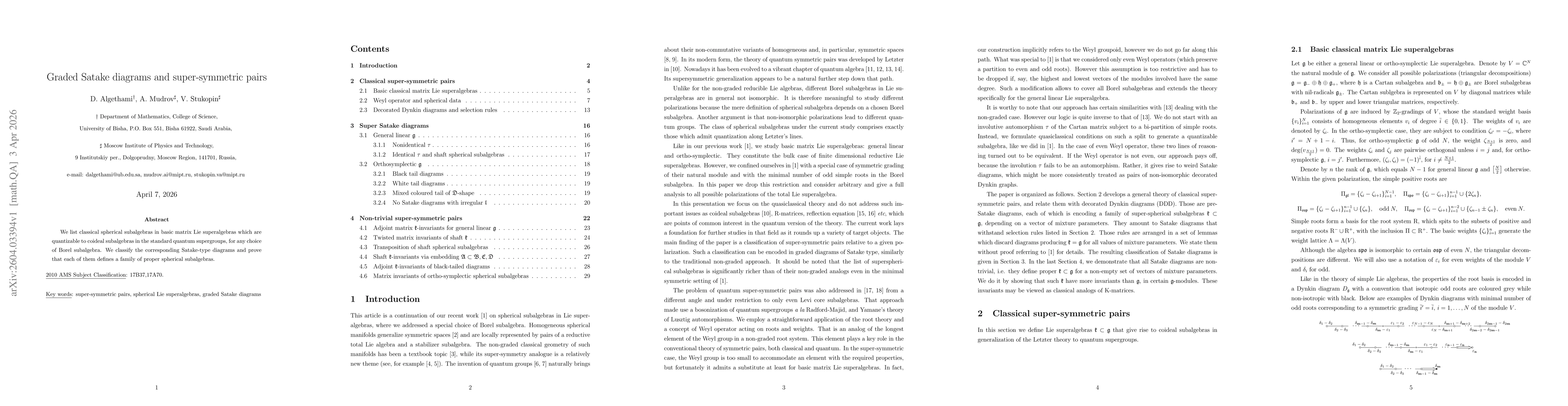 Thumbnail for Graded Satake diagrams and super-symmetric pairs