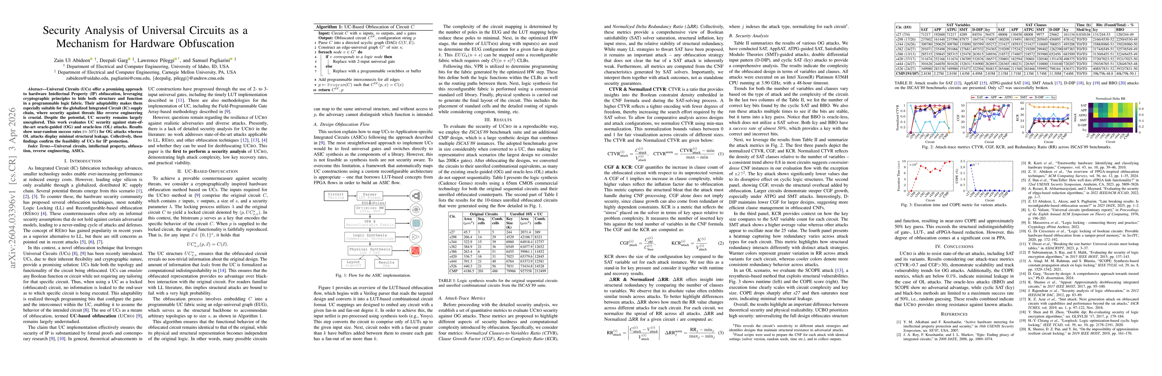 Thumbnail for Security Analysis of Universal Circuits as a Mechanism for Hardware Obfuscation
