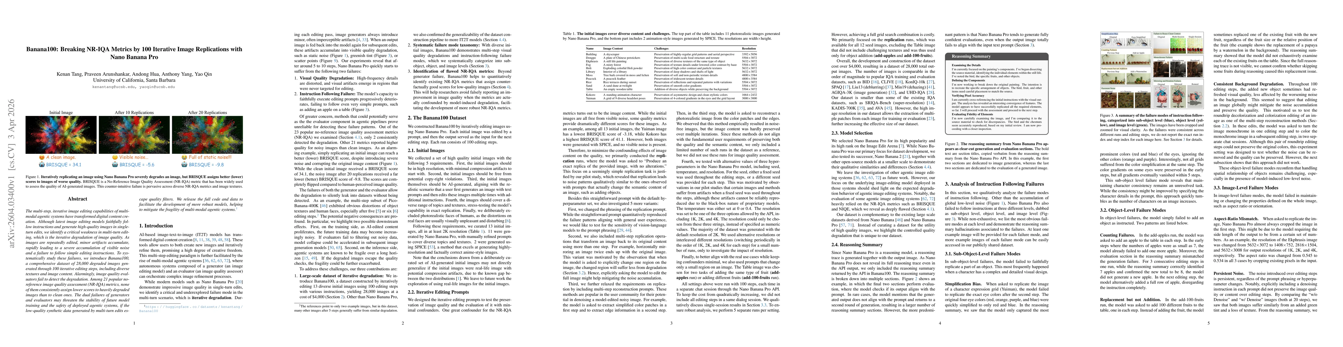 Thumbnail for Banana100: Breaking NR-IQA Metrics by 100 Iterative Image Replications with Nano Banana Pro