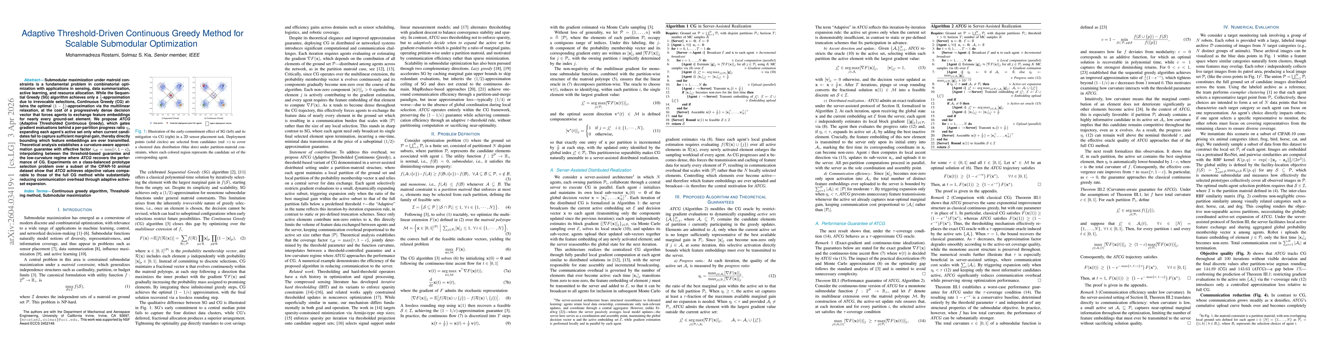 Thumbnail for Adaptive Threshold-Driven Continuous Greedy Method for Scalable Submodular Optimization