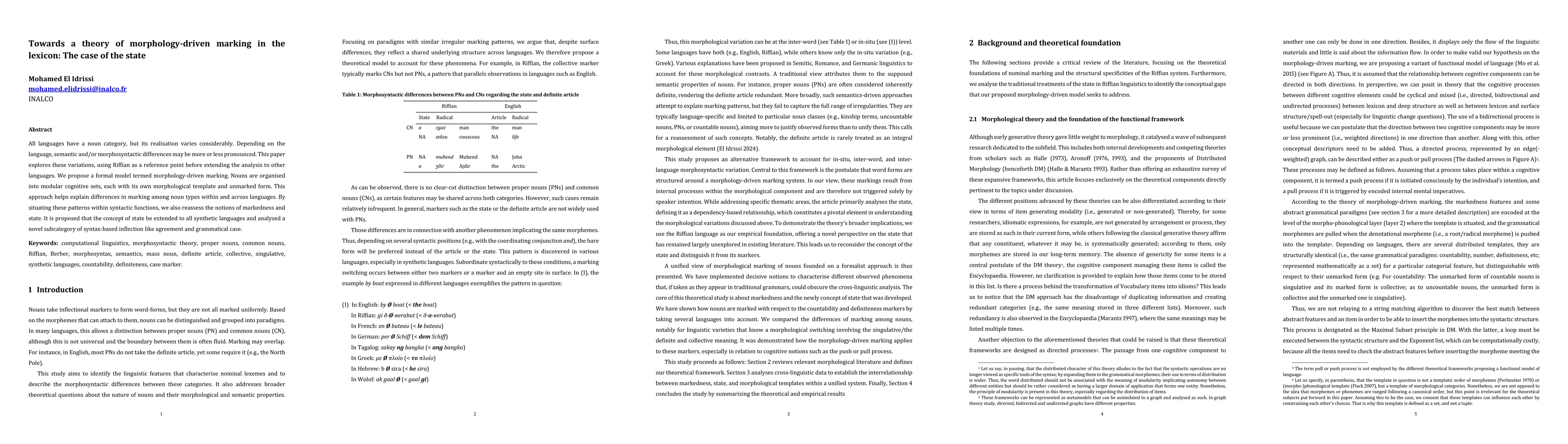 Thumbnail for Towards a theory of morphology-driven marking in the lexicon: The case of the state