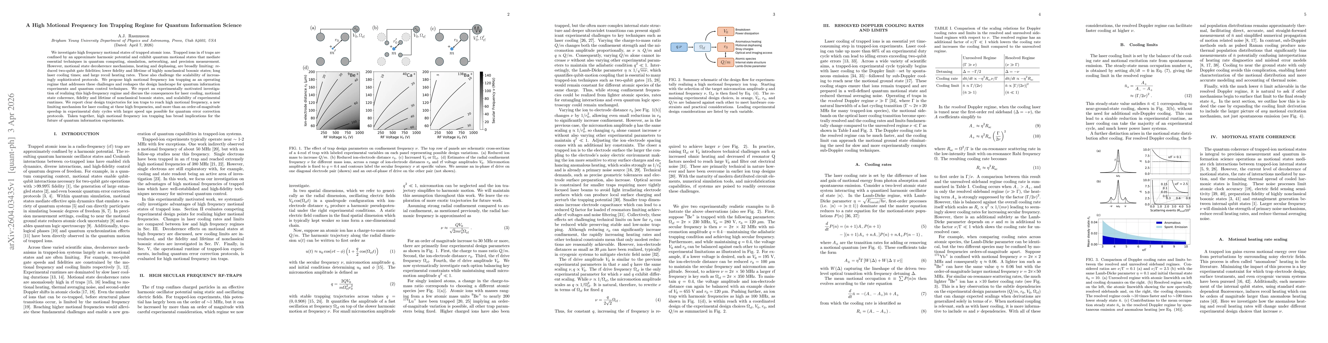 Thumbnail for A High Motional Frequency Ion Trapping Regime for Quantum Information Science