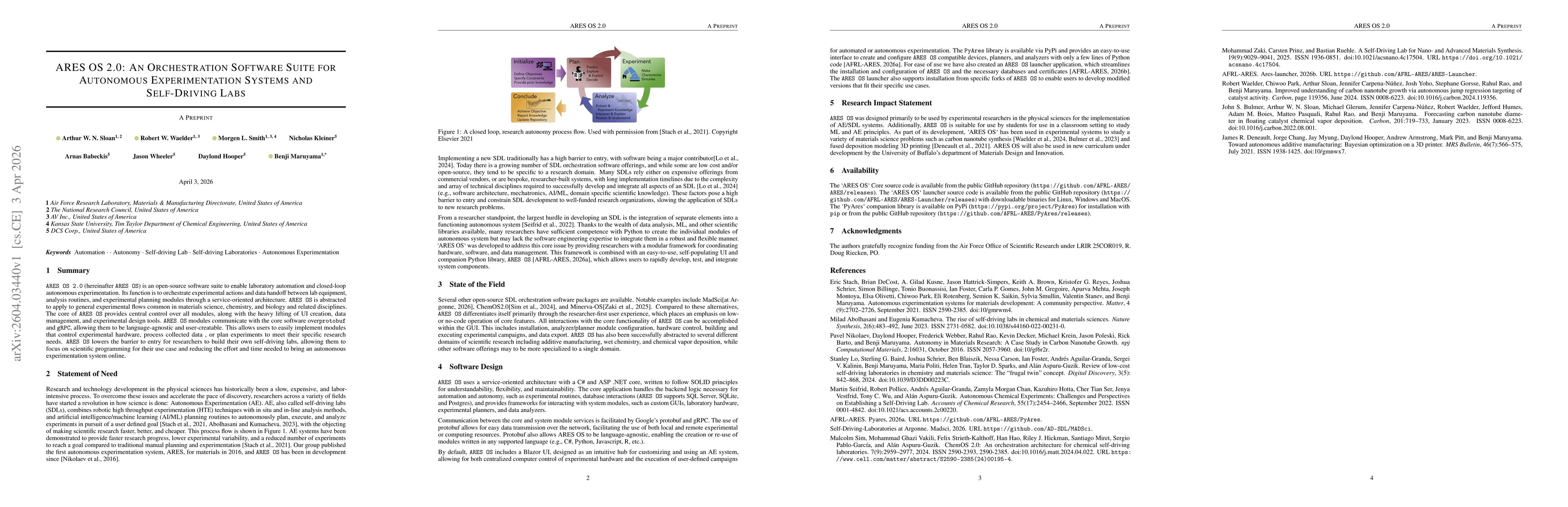 Thumbnail for ARES OS 2.0: An Orchestration Software Suite for Autonomous Experimentation Systems and Self-Driving Labs