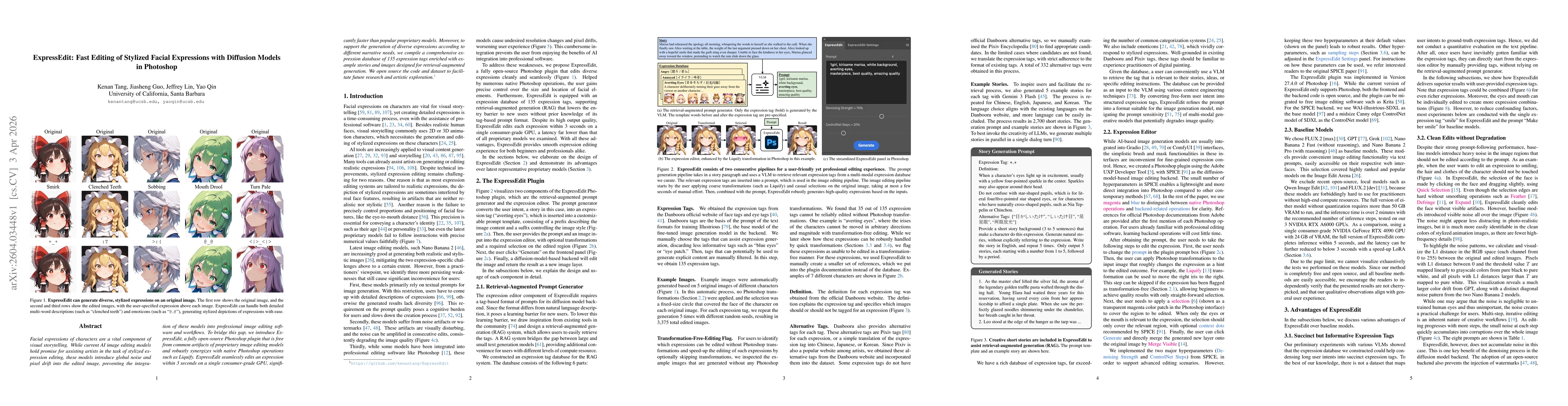 Thumbnail for ExpressEdit: Fast Editing of Stylized Facial Expressions with Diffusion Models in Photoshop