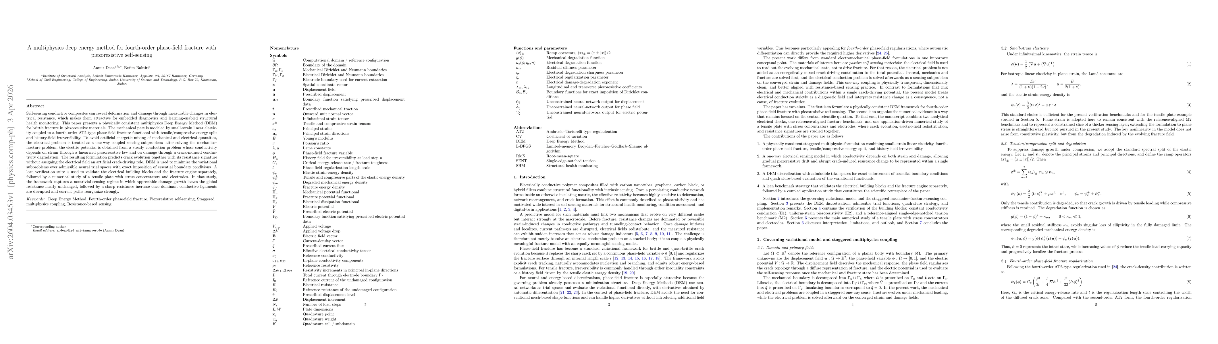 Thumbnail for A multiphysics deep energy method for fourth-order phase-field fracture with piezoresistive self-sensing