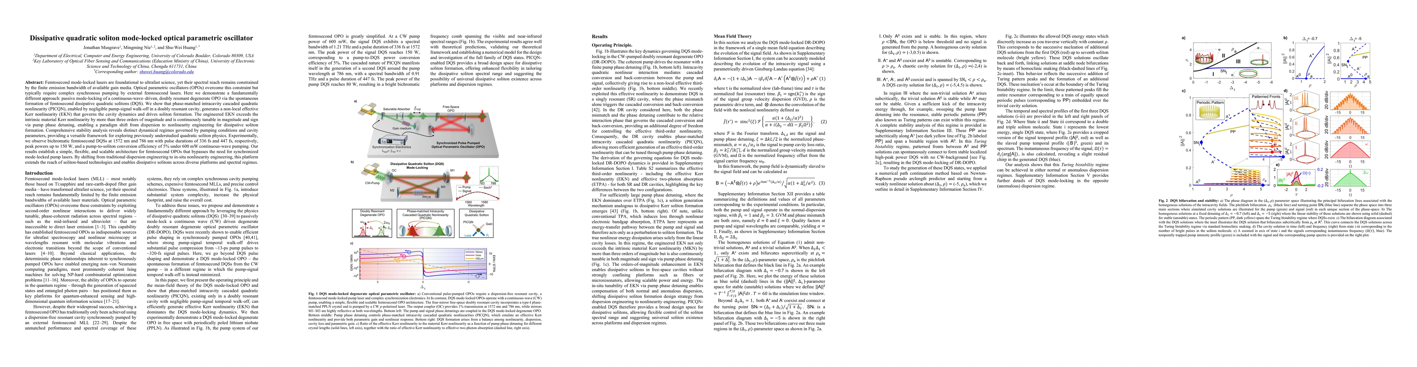 Thumbnail for Dissipative quadratic soliton mode-locked optical parametric oscillator
