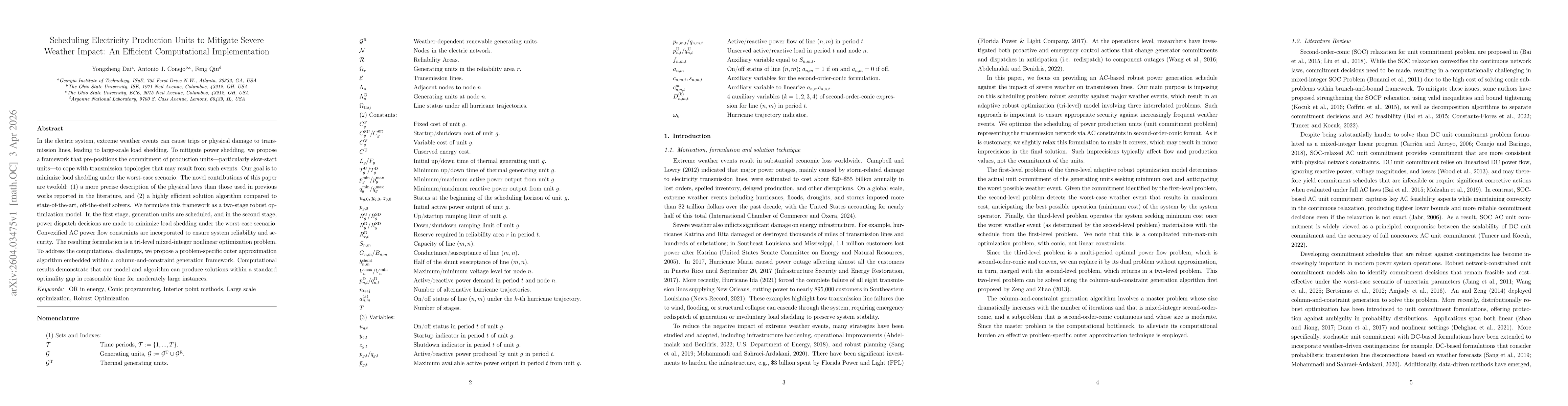 Thumbnail for Scheduling Electricity Production Units to Mitigate Severe Weather Impact: An Efficient Computational Implementation