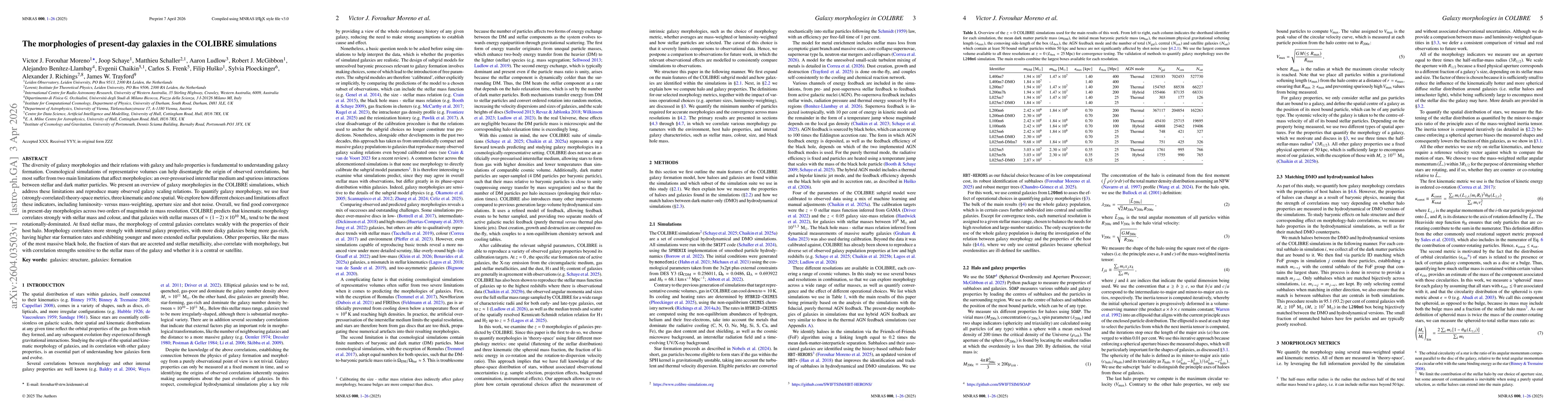 Thumbnail for The morphologies of present-day galaxies in the COLIBRE simulations