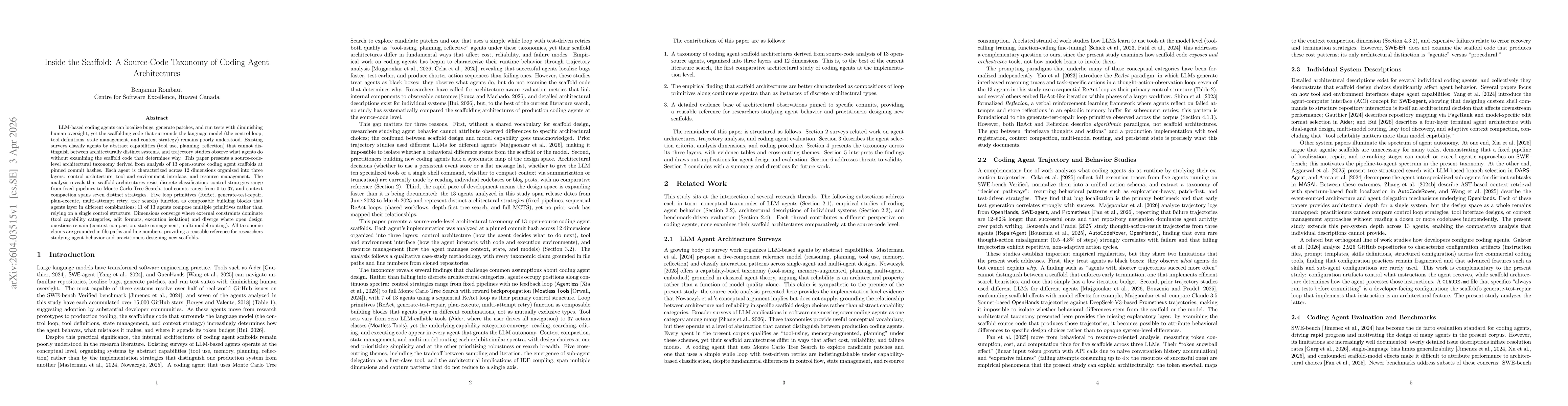 Thumbnail for Inside the Scaffold: A Source-Code Taxonomy of Coding Agent Architectures