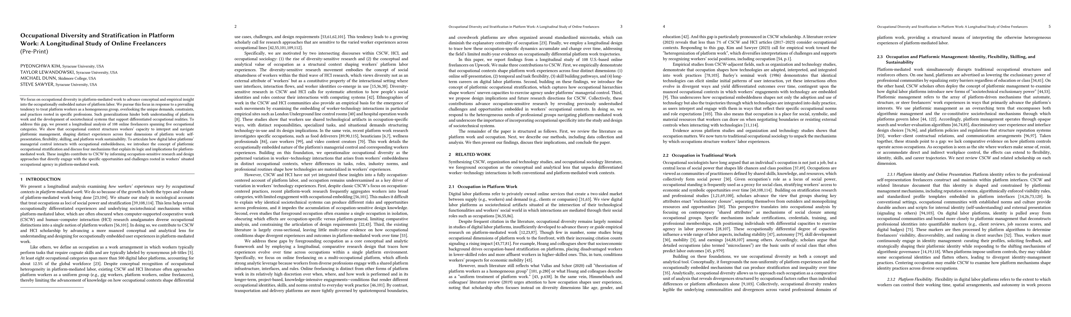 Thumbnail for Occupational Diversity and Stratification in Platform Work: A Longitudinal Study of Online Freelancers