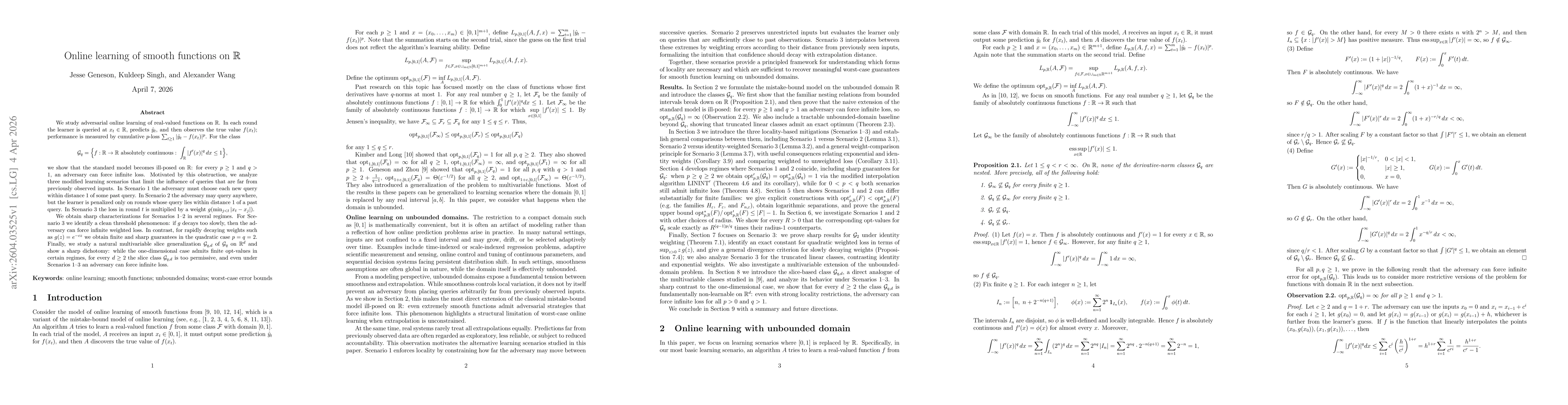 Thumbnail for Online learning of smooth functions on $\mathbb{R}$