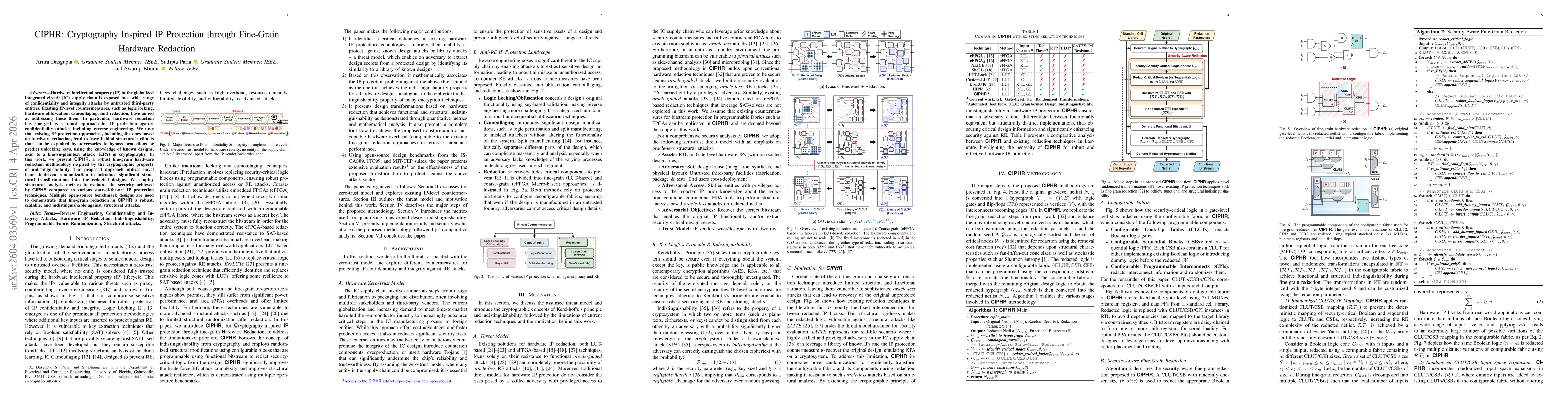 Thumbnail for CIPHR: Cryptography Inspired IP Protection through Fine-Grain Hardware Redaction