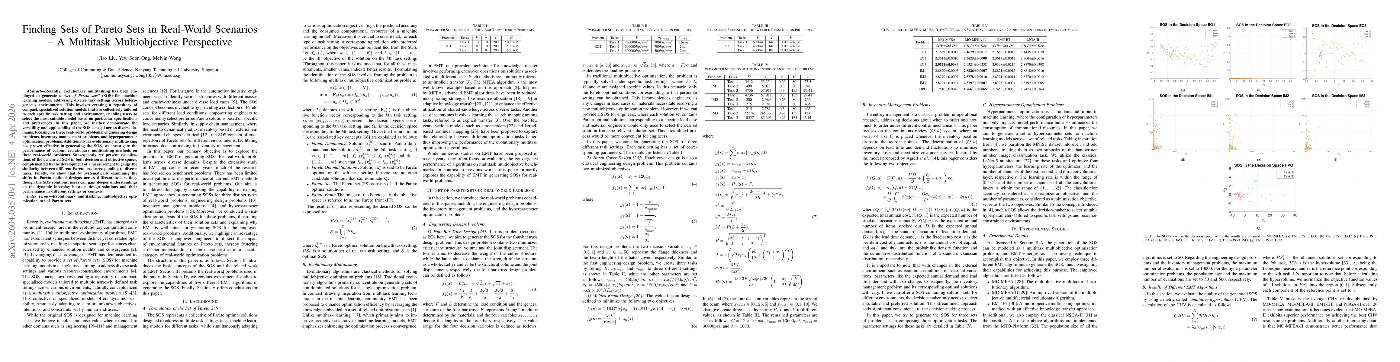 Thumbnail for Finding Sets of Pareto Sets in Real-World Scenarios -- A Multitask Multiobjective Perspective