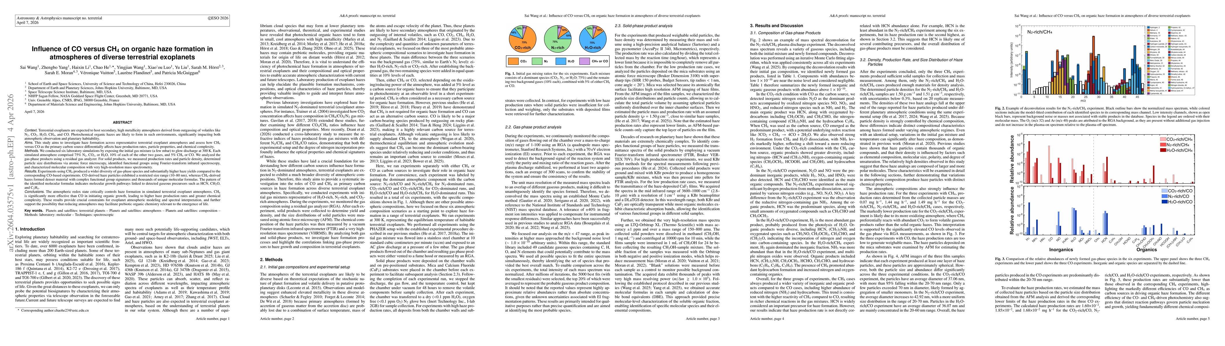Thumbnail for Influence of CO versus CH$_4$ on organic haze formation in atmospheres of diverse terrestrial exoplanets