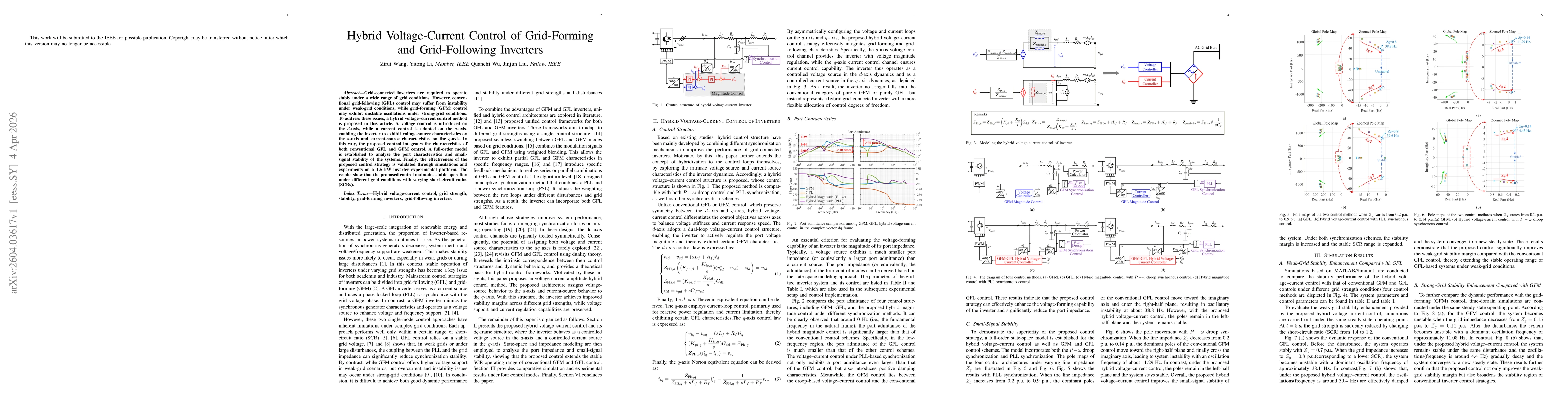 Thumbnail for Hybrid Voltage-Current Control of Grid-Forming and Grid-Following Inverters