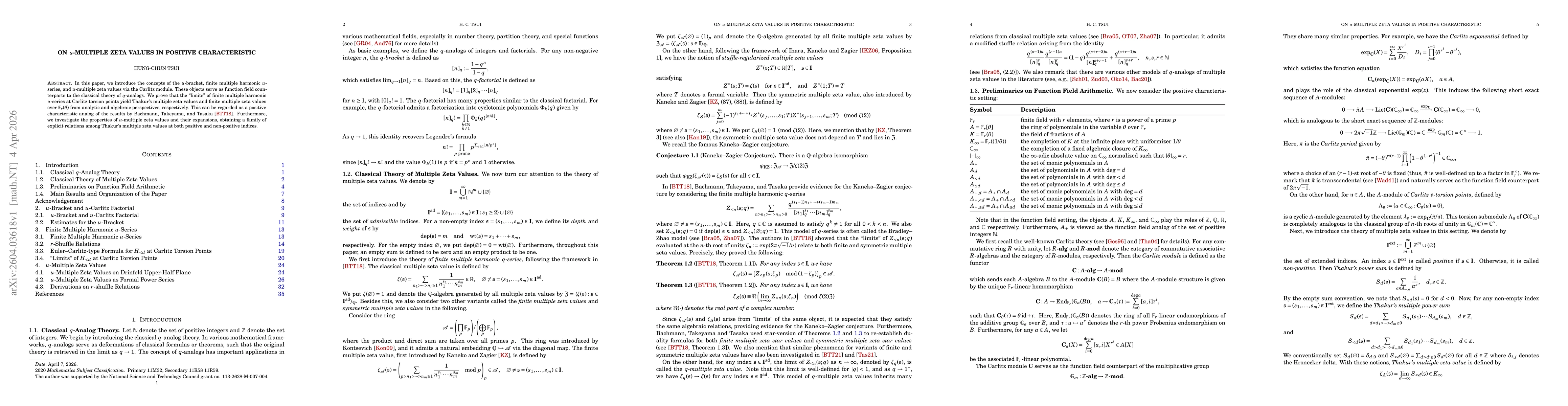 Thumbnail for On $u$-Multiple Zeta Values in Positive Characteristic