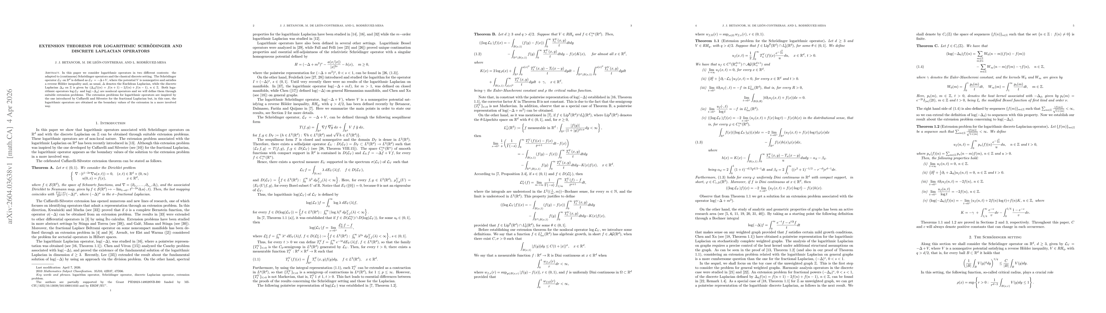Thumbnail for Extension theorems for logarithmic Schrödinger and discrete Laplacian operators