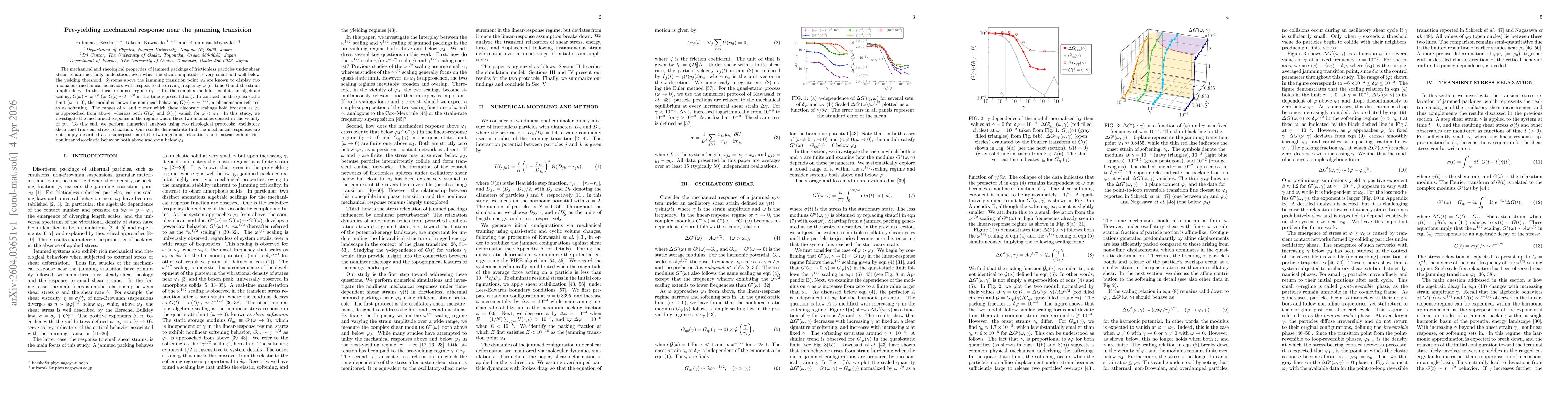 Thumbnail for Pre-yielding mechanical response near the jamming transition