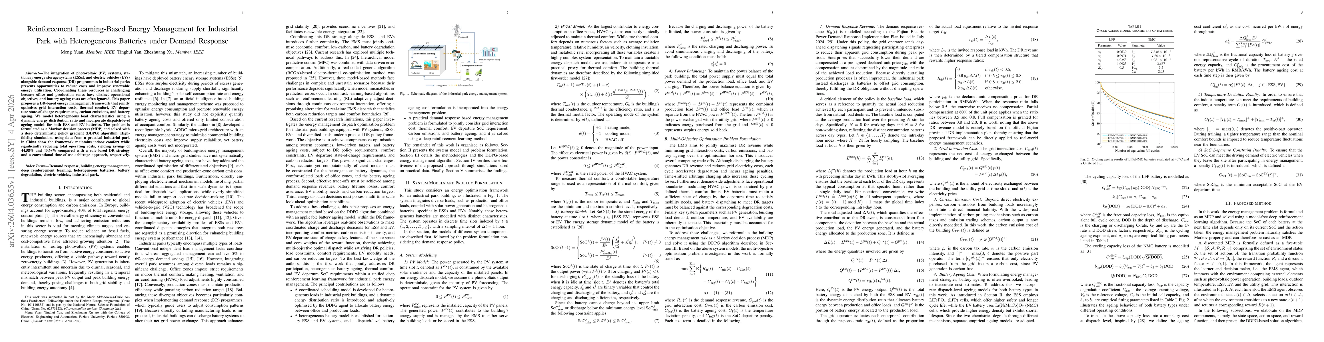 Thumbnail for Reinforcement Learning-Based Energy Management for Industrial Park with Heterogeneous Batteries under Demand Response