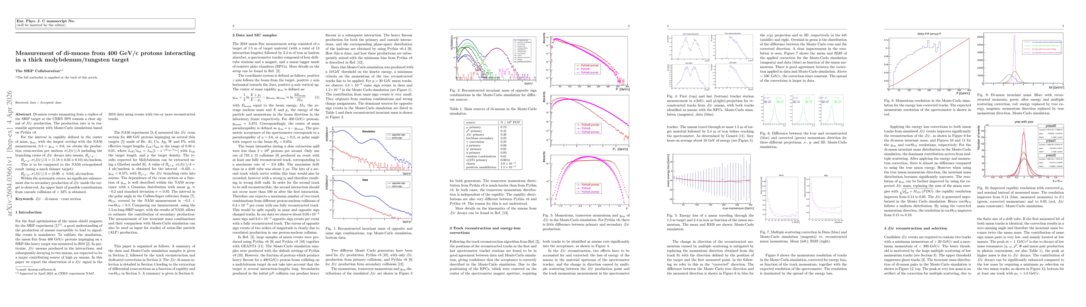 Thumbnail for Measurement of di-muons from 400 GeV/c protons interacting in a thick molybdenum/tungsten target
