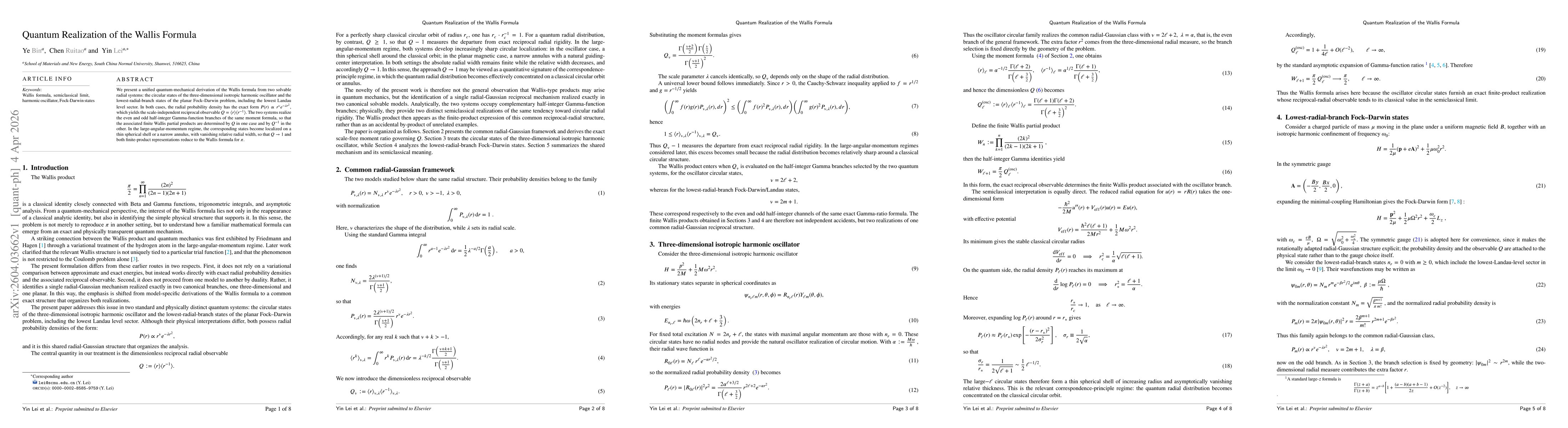 Thumbnail for Quantum Realization of the Wallis Formula