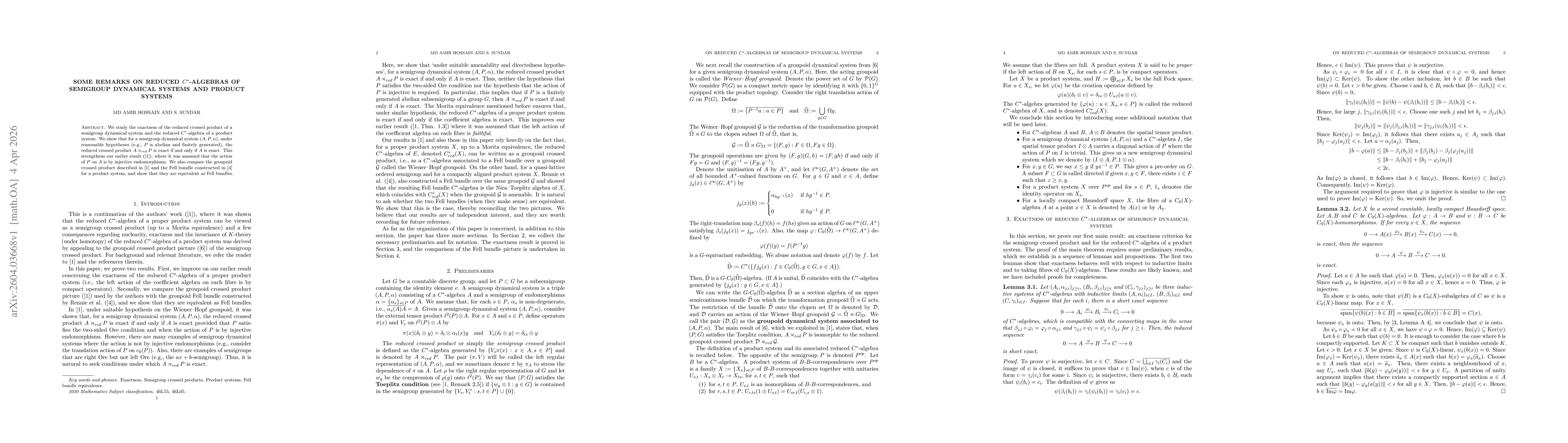 Thumbnail for Some remarks on Reduced $C^*$-algebras of semigroup dynamical systems and product systems