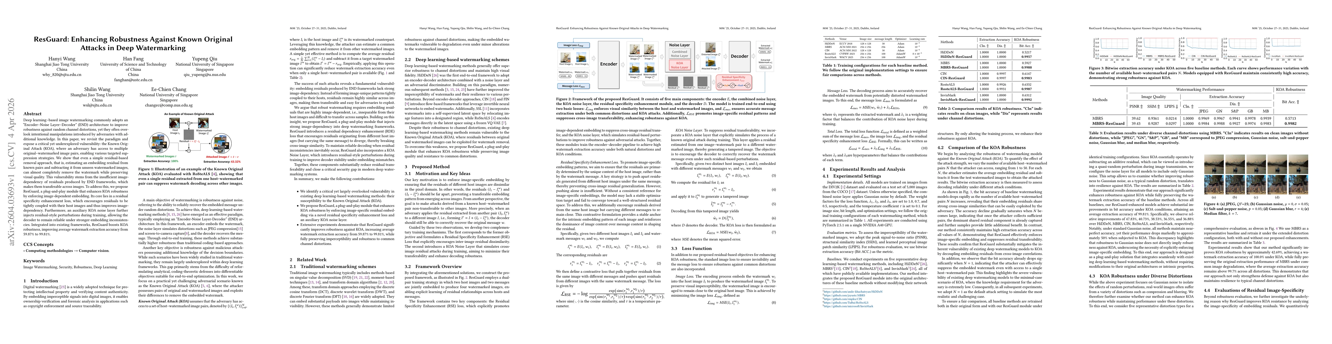 Thumbnail for ResGuard: Enhancing Robustness Against Known Original Attacks in Deep Watermarking