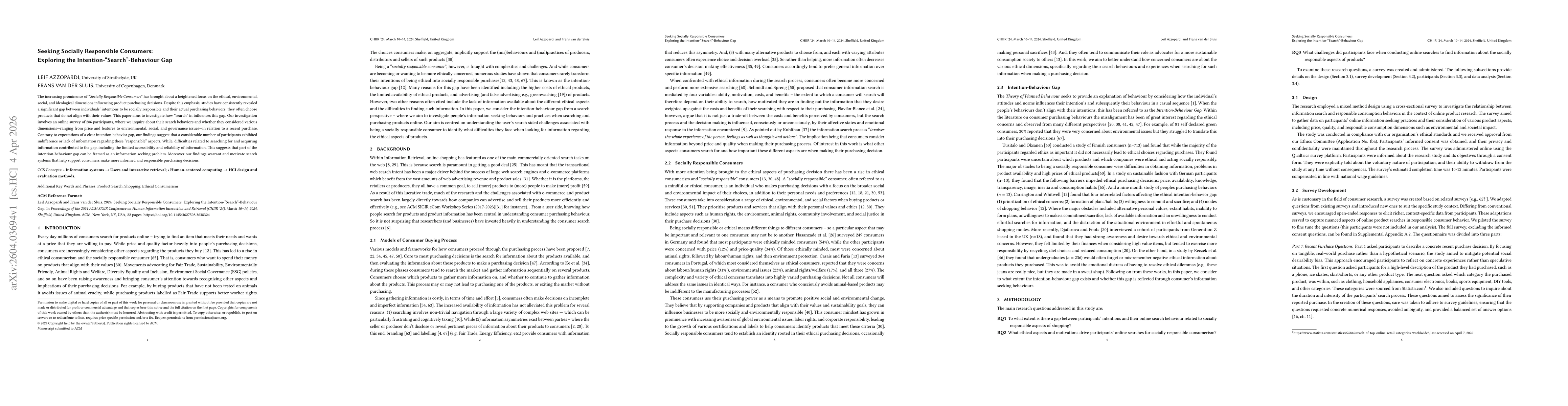 Thumbnail for Seeking Socially Responsible Consumers: Exploring the Intention-"Search"-Behaviour Gap