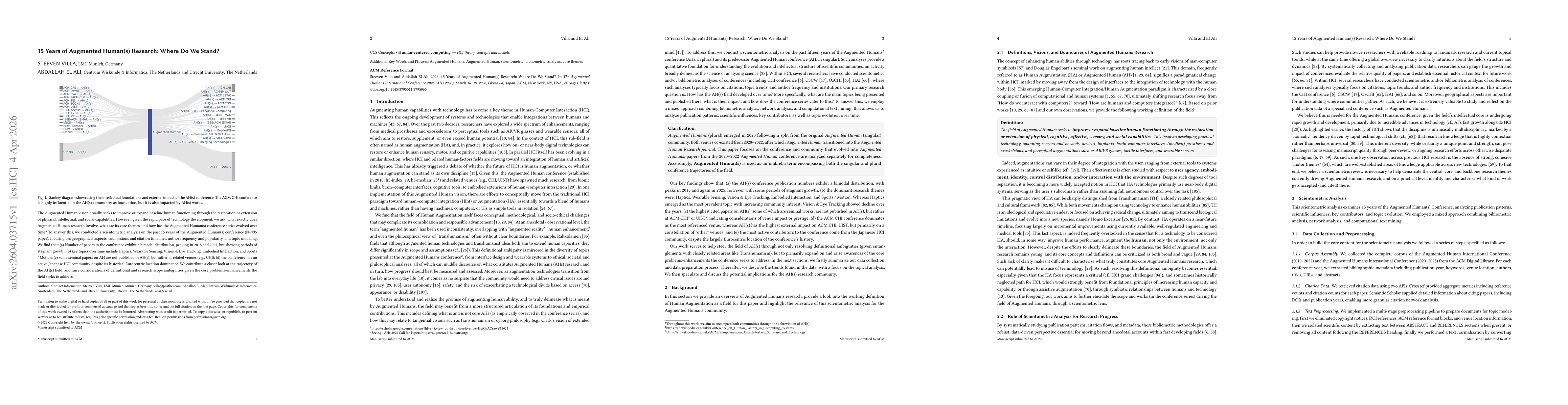 Thumbnail for 15 Years of Augmented Human(s) Research: Where Do We Stand?