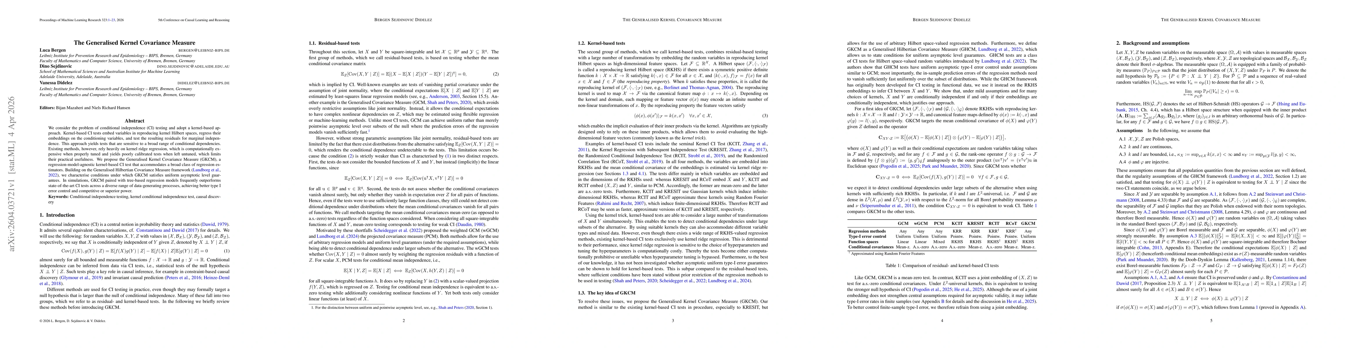 Thumbnail for The Generalised Kernel Covariance Measure