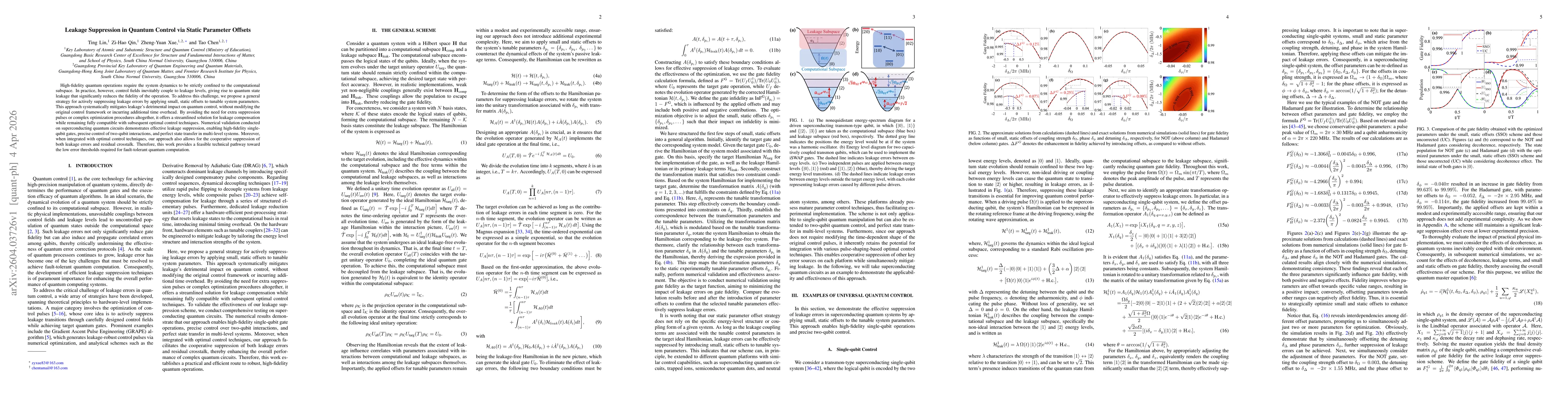 Thumbnail for Leakage Suppression in Quantum Control via Static Parameter Offsets