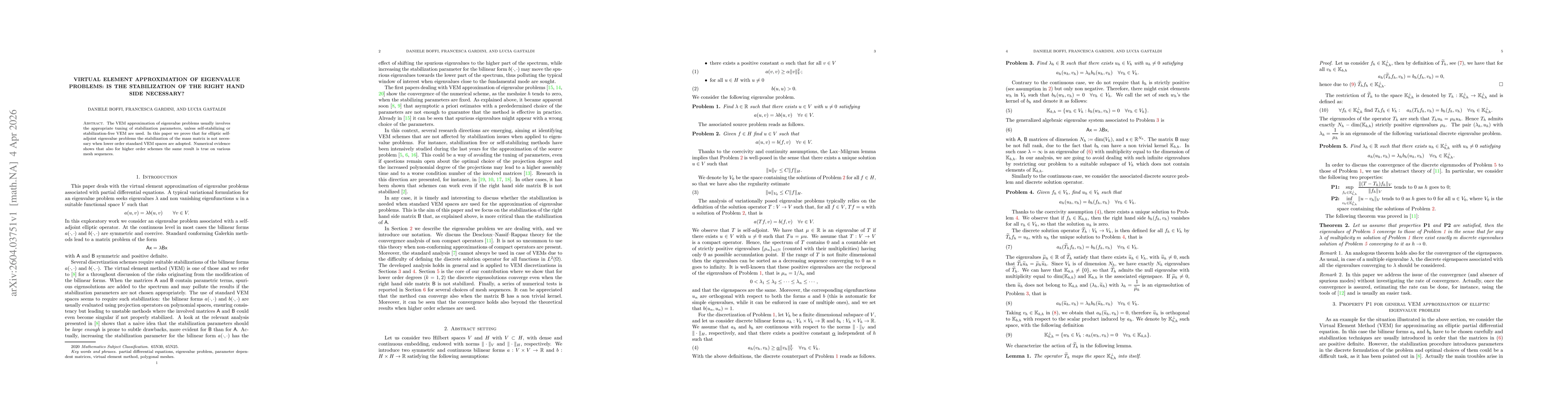 Thumbnail for Virtual element approximation of eigenvalue problems: is the stabilization of the right hand side necessary?