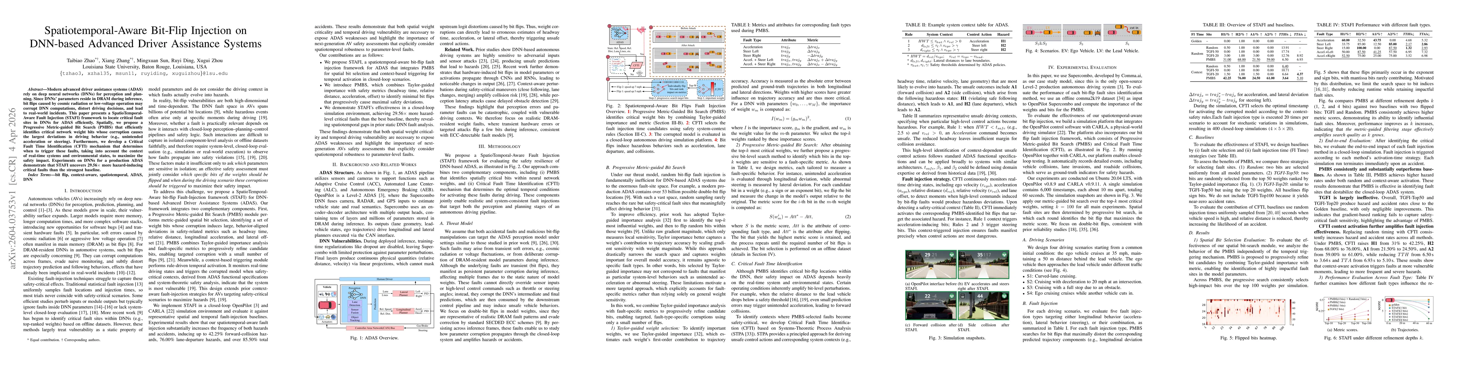 Thumbnail for Spatiotemporal-Aware Bit-Flip Injection on DNN-based Advanced Driver Assistance Systems