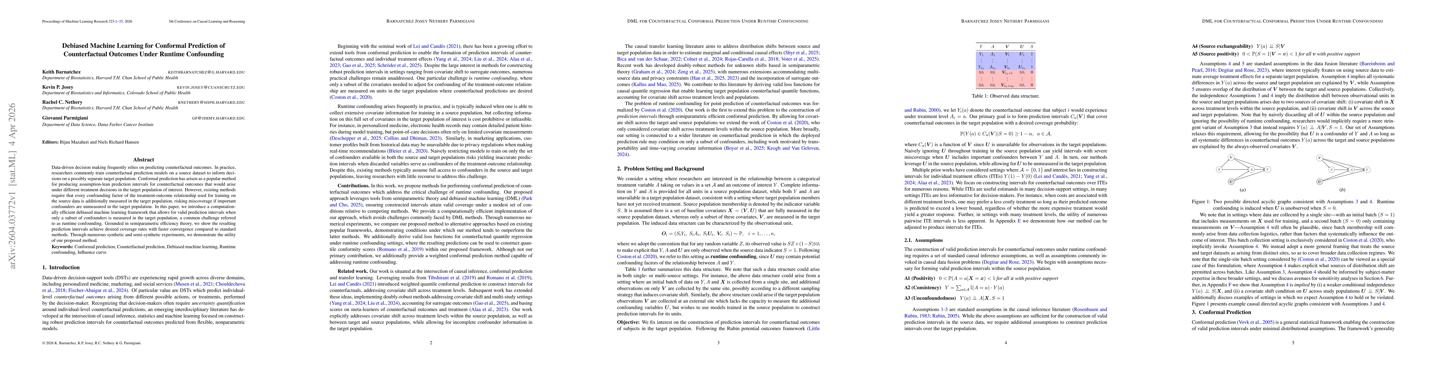 Thumbnail for Debiased Machine Learning for Conformal Prediction of Counterfactual Outcomes Under Runtime Confounding