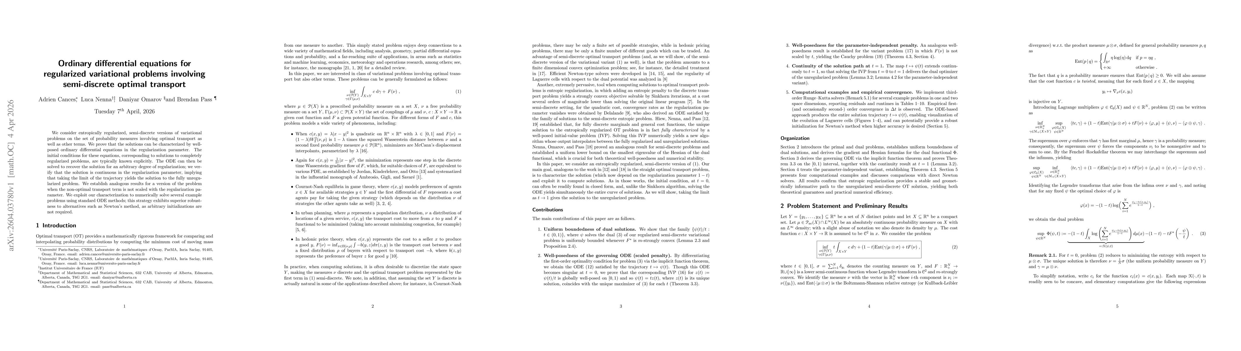 Thumbnail for Ordinary differential equations for regularized variational problems involving semi-discrete optimal transport