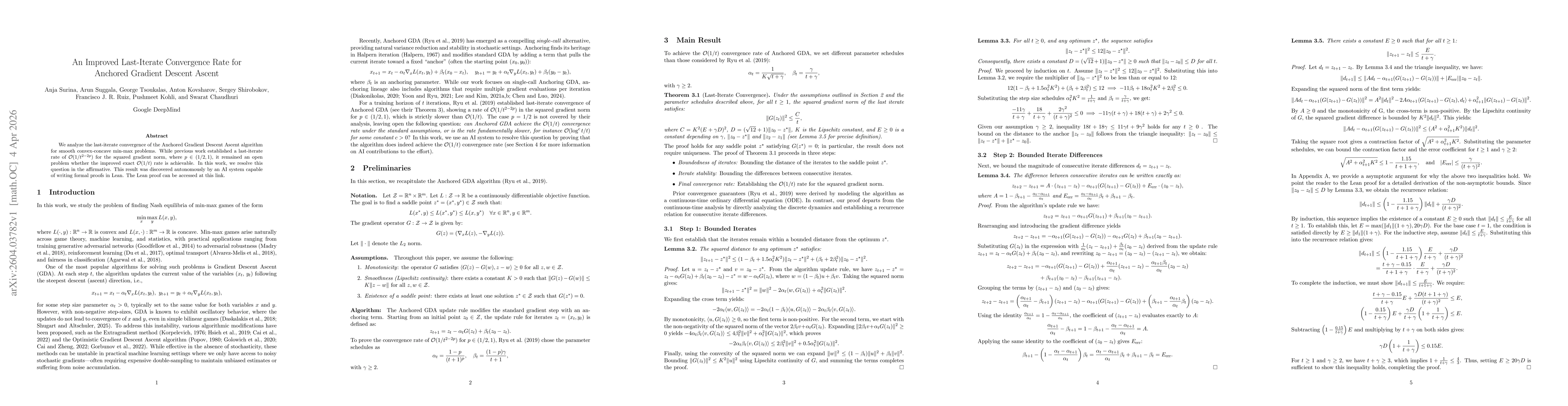 Thumbnail for An Improved Last-Iterate Convergence Rate for Anchored Gradient Descent Ascent