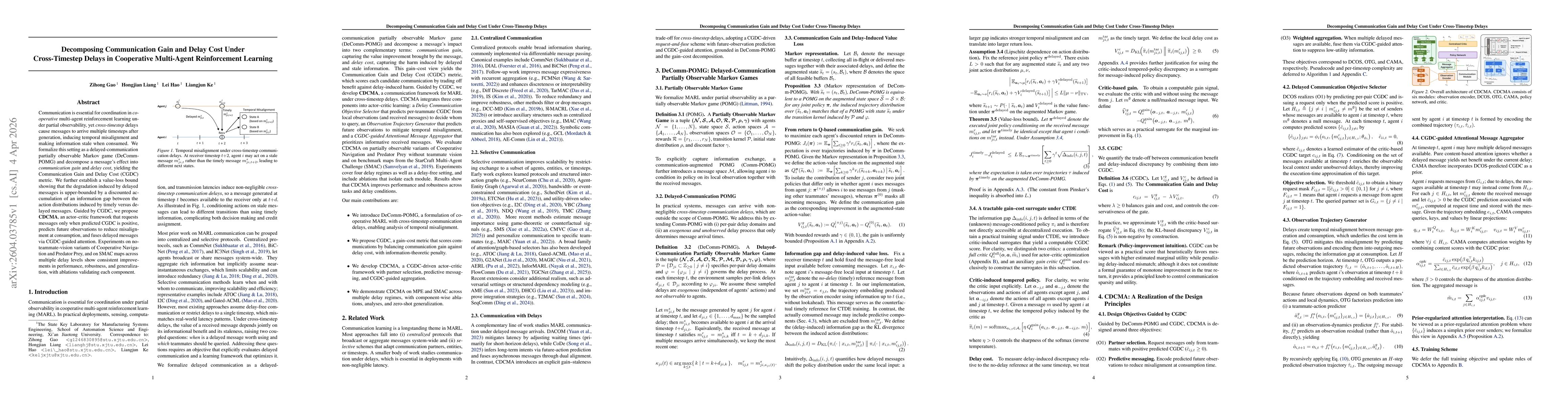 Thumbnail for Decomposing Communication Gain and Delay Cost Under Cross-Timestep Delays in Cooperative Multi-Agent Reinforcement Learning