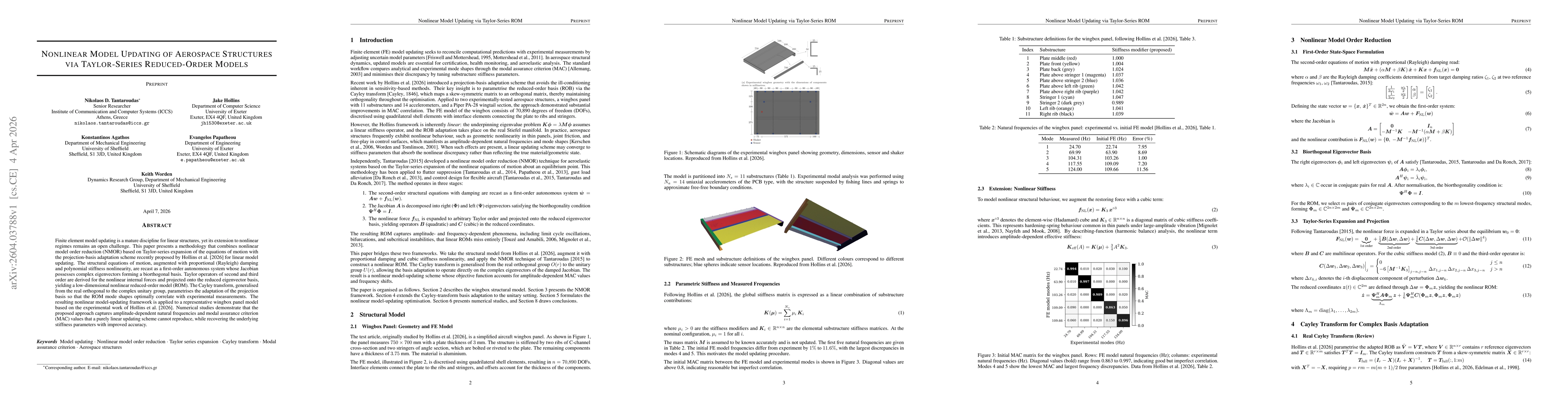 Thumbnail for Nonlinear Model Updating of Aerospace Structures via Taylor-Series Reduced-Order Models