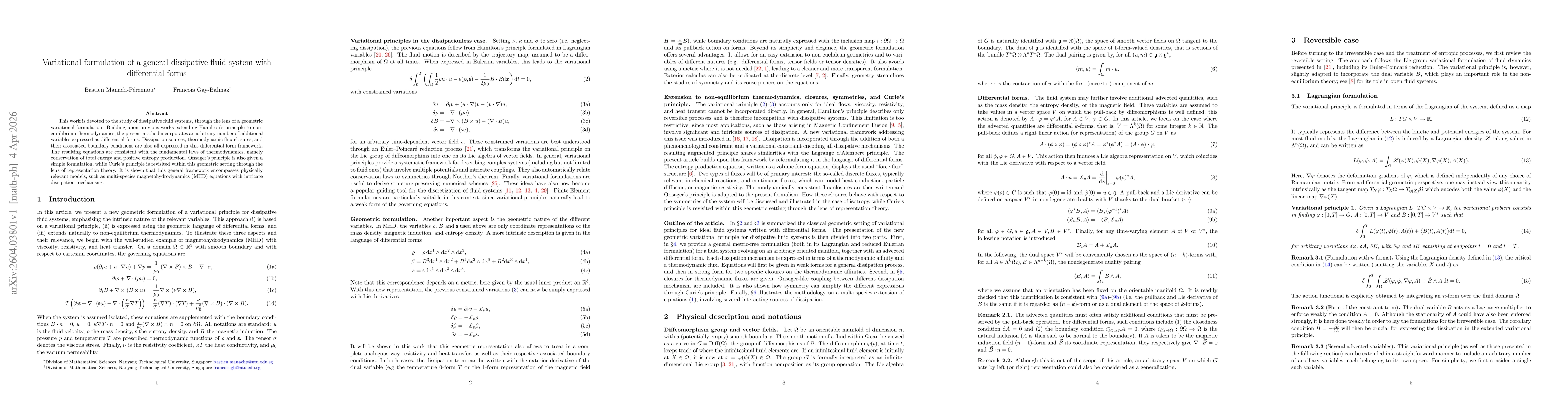 Thumbnail for Variational formulation of a general dissipative fluid system with differential forms