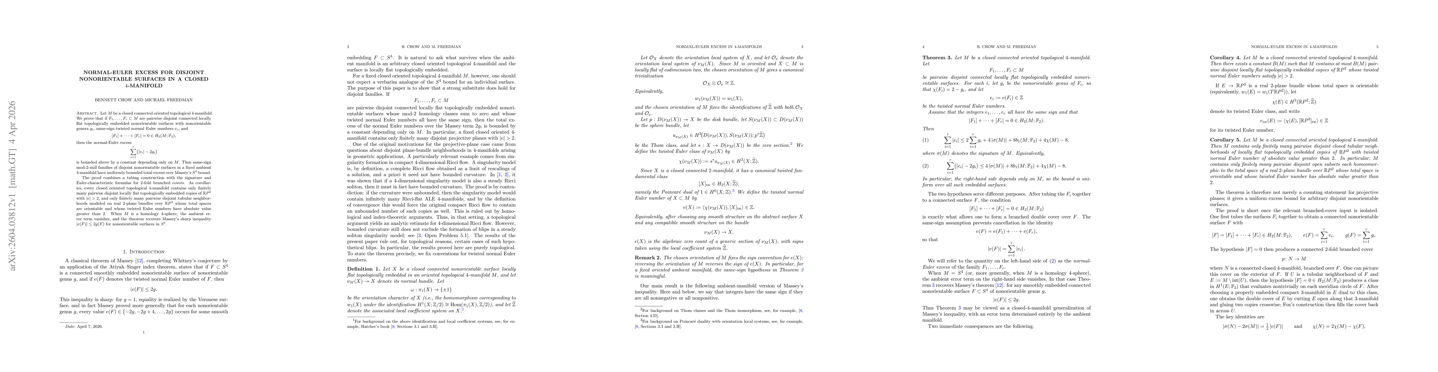 Thumbnail for Normal-Euler excess for disjoint nonorientable surfaces in a closed $4$-manifold