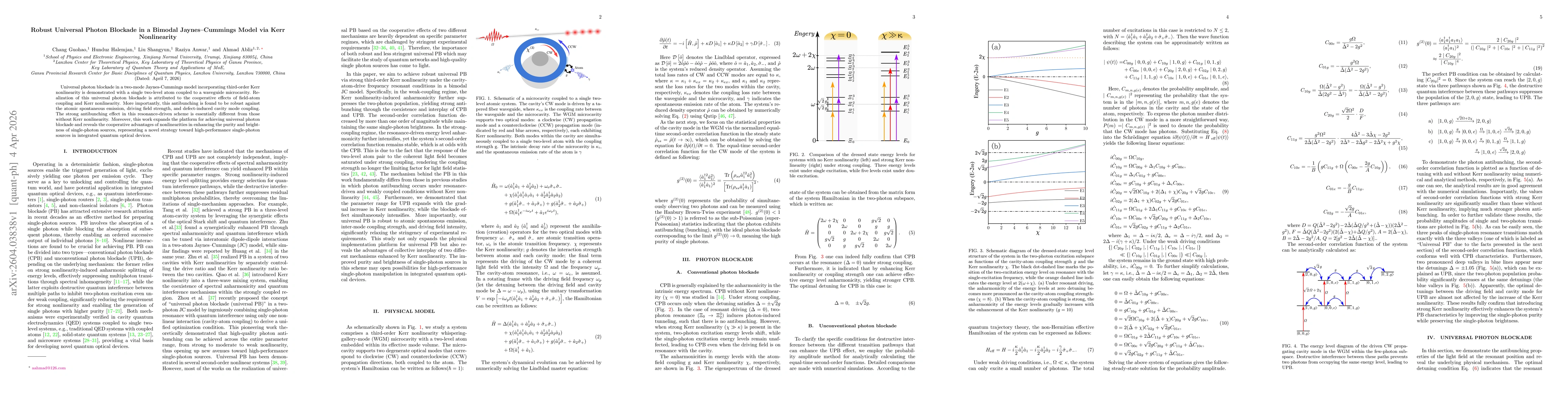 Thumbnail for Robust Universal Photon Blockade in a Bimodal Jaynes-Cummings Model via Kerr Nonlinearity