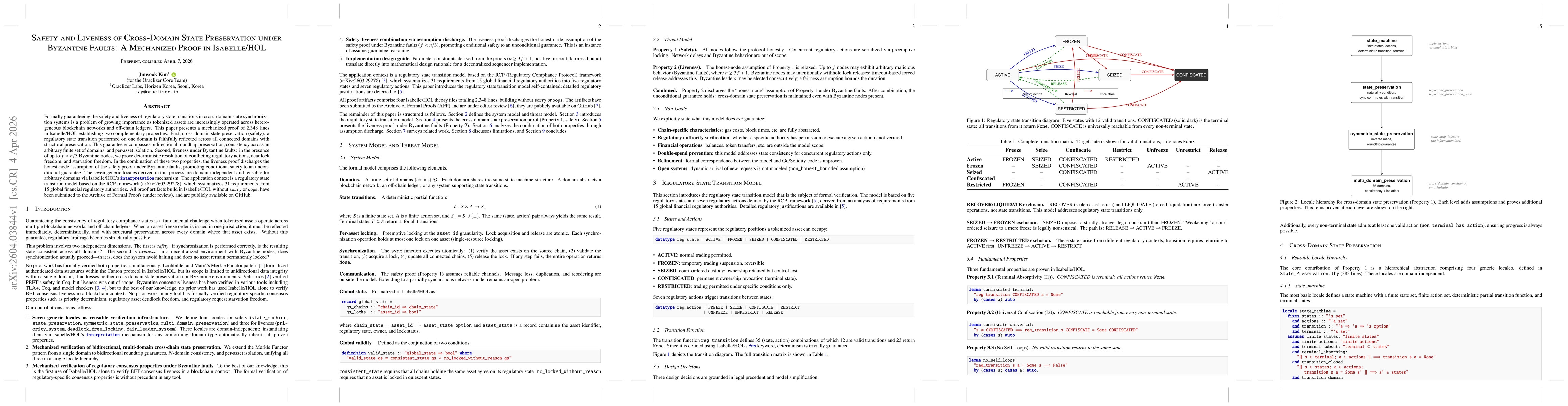 Thumbnail for Safety and Liveness of Cross-Domain State Preservation under Byzantine Faults: A Mechanized Proof in Isabelle/HOL