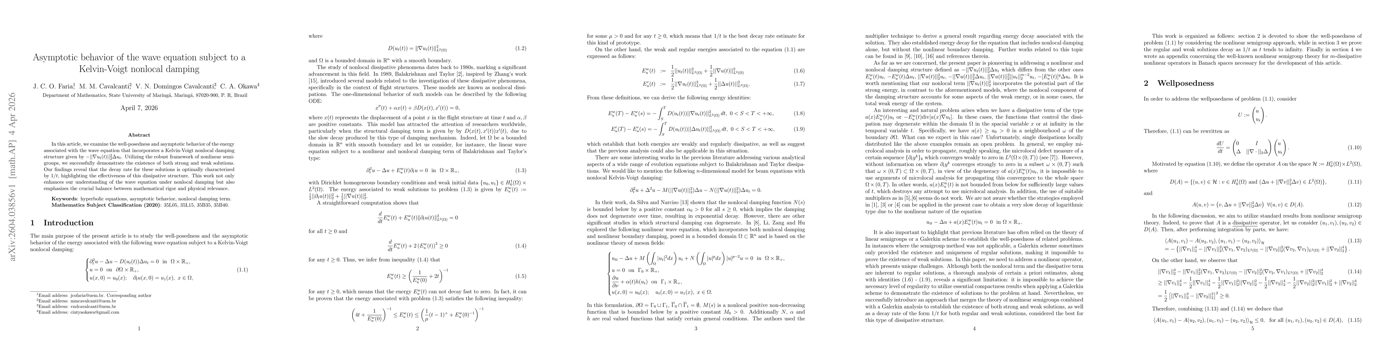 Thumbnail for Asymptotic behavior of the wave equation subject to a Kelvin-Voigt nonlocal damping